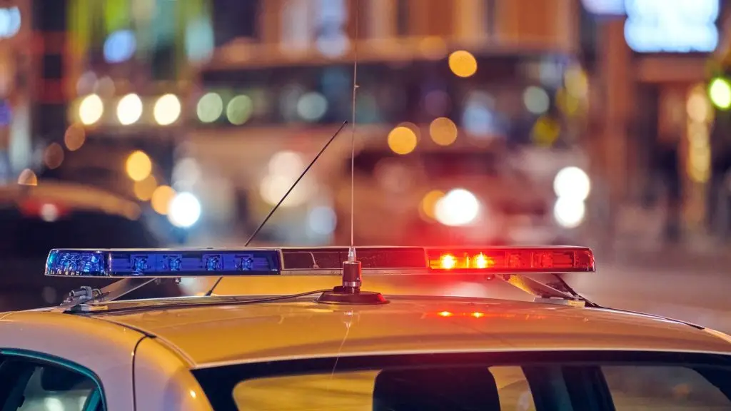 police-car-lights-at-night-city-street